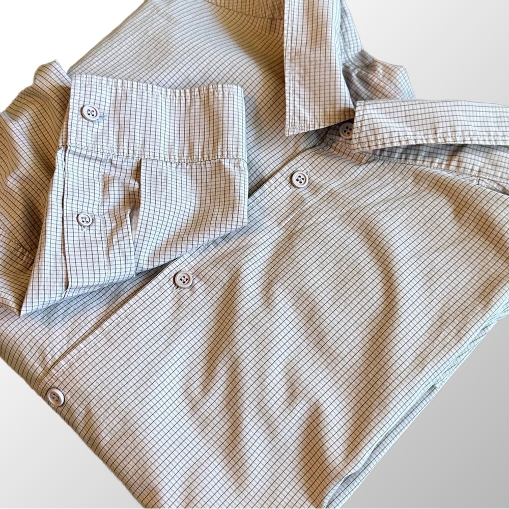 COS Shirt Men's XXL (EUR) Pink & Greenish Gray Plaid Button Down Long Sleeve